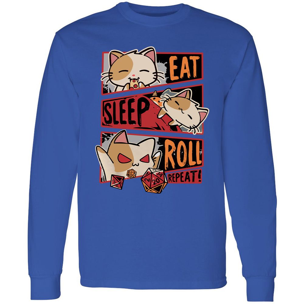 Eat Sleep Roll Repeat Long Sleeve T-Shirt - Royal - 8