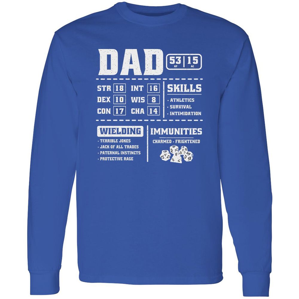 Dad Stat Block 2 Long Sleeve T-Shirt - Royal - 8