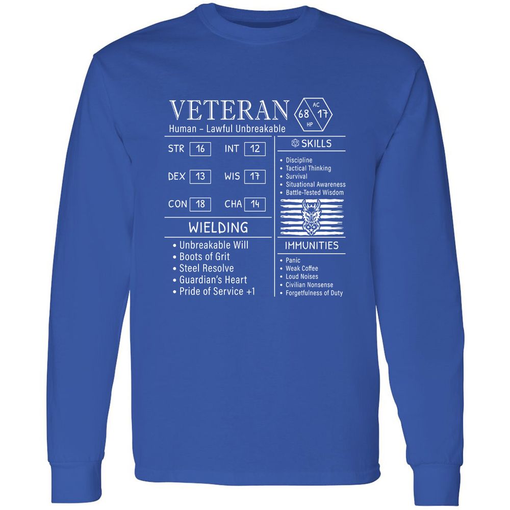 2710 veteran stats new Long Sleeve T-Shirt - Royal - 8