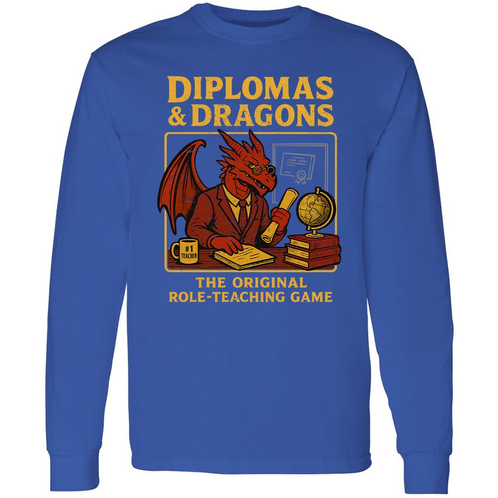 Diplomas & Dragons Long Sleeve T-Shirt - Royal - 8