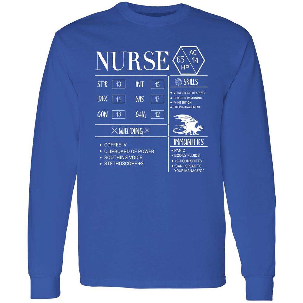 Nurse New Long Sleeve T-Shirt - Royal - 8