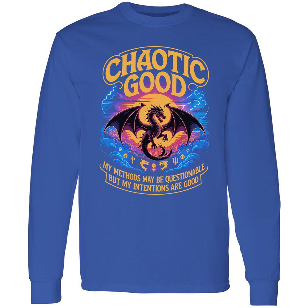 Chaotic Good Long Sleeve T-Shirt - Royal - 8