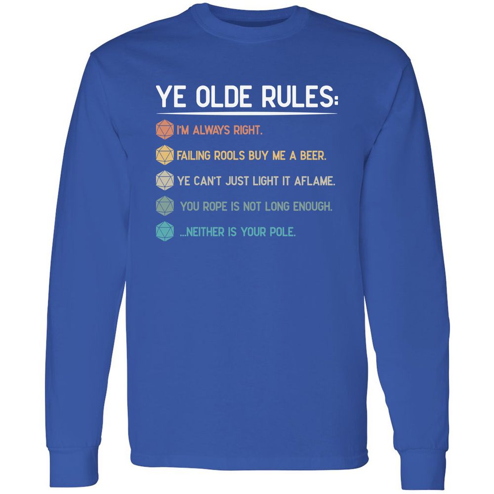Dungeon Master Rules – Ye Olde RPG Long Sleeve T-Shirt - Royal - 8