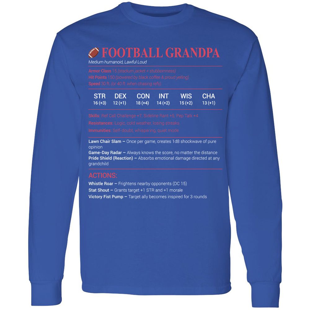 Football Grandpa Long Sleeve T-Shirt - Royal - 8