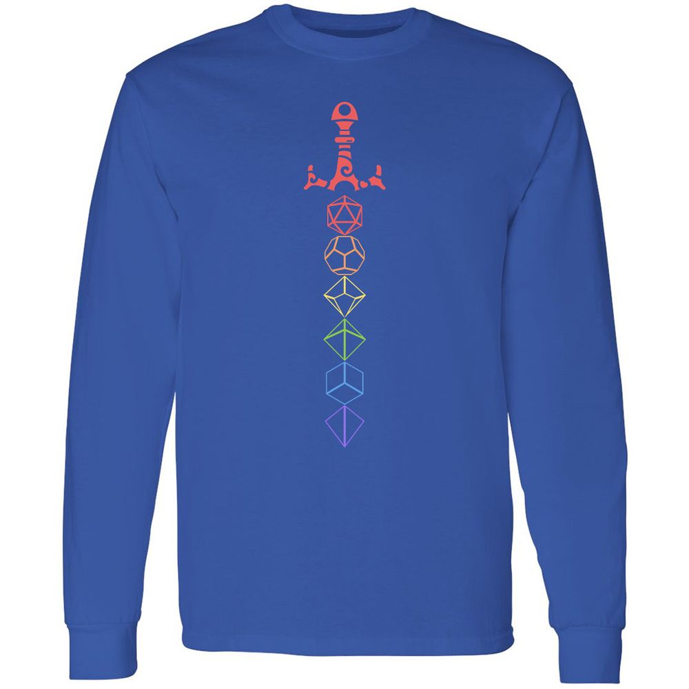 Rainbow Dice Sword LGBT Long Sleeve T-Shirt - Royal - 8