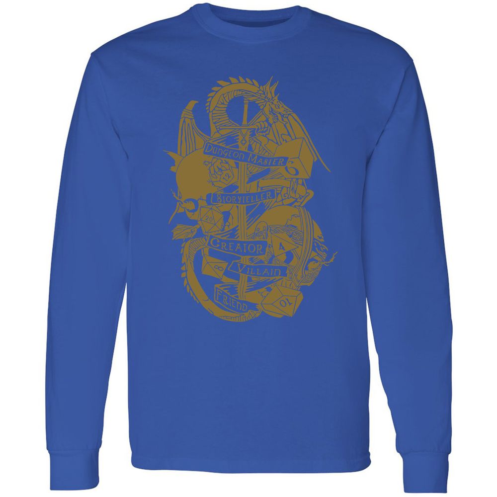 Dungeon Master Dragon Long Sleeve T-Shirt - Royal - 8