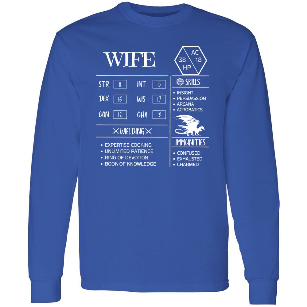 Wife Stats 2 Long Sleeve T-Shirt - Royal - 8