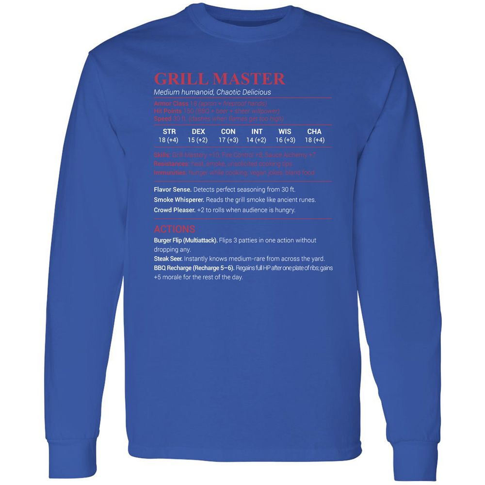 Grill Master Long Sleeve T-Shirt - Royal - 8