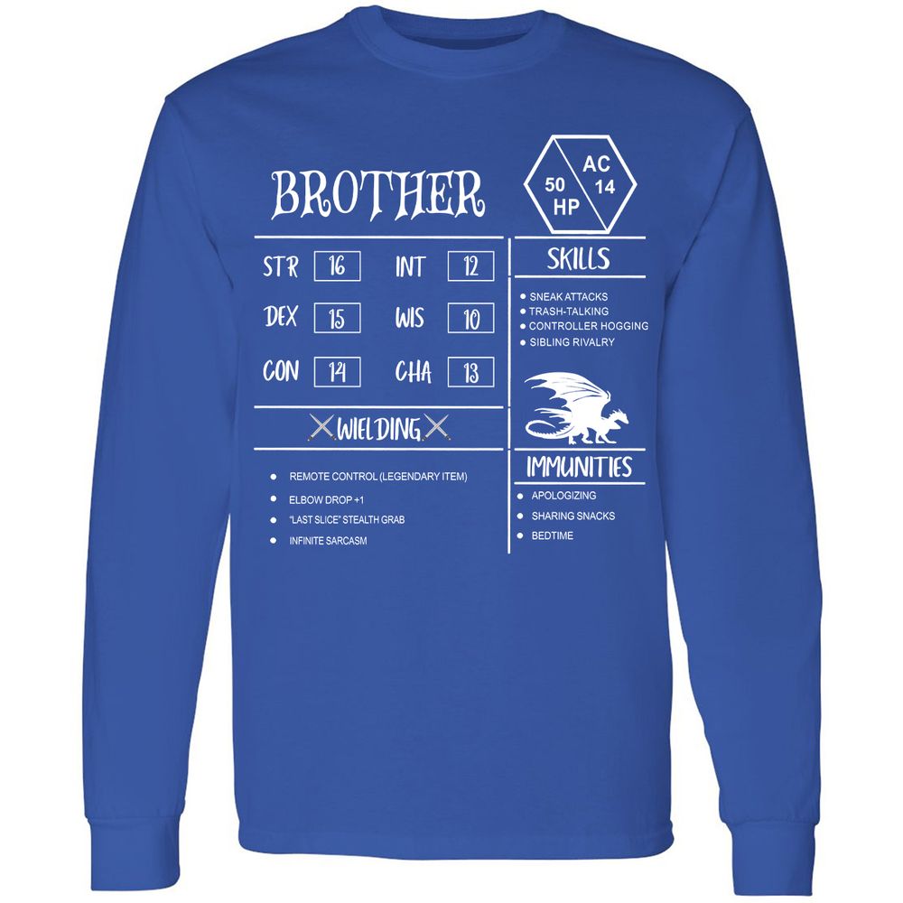 Brother Stats Long Sleeve T-Shirt - Royal - 8