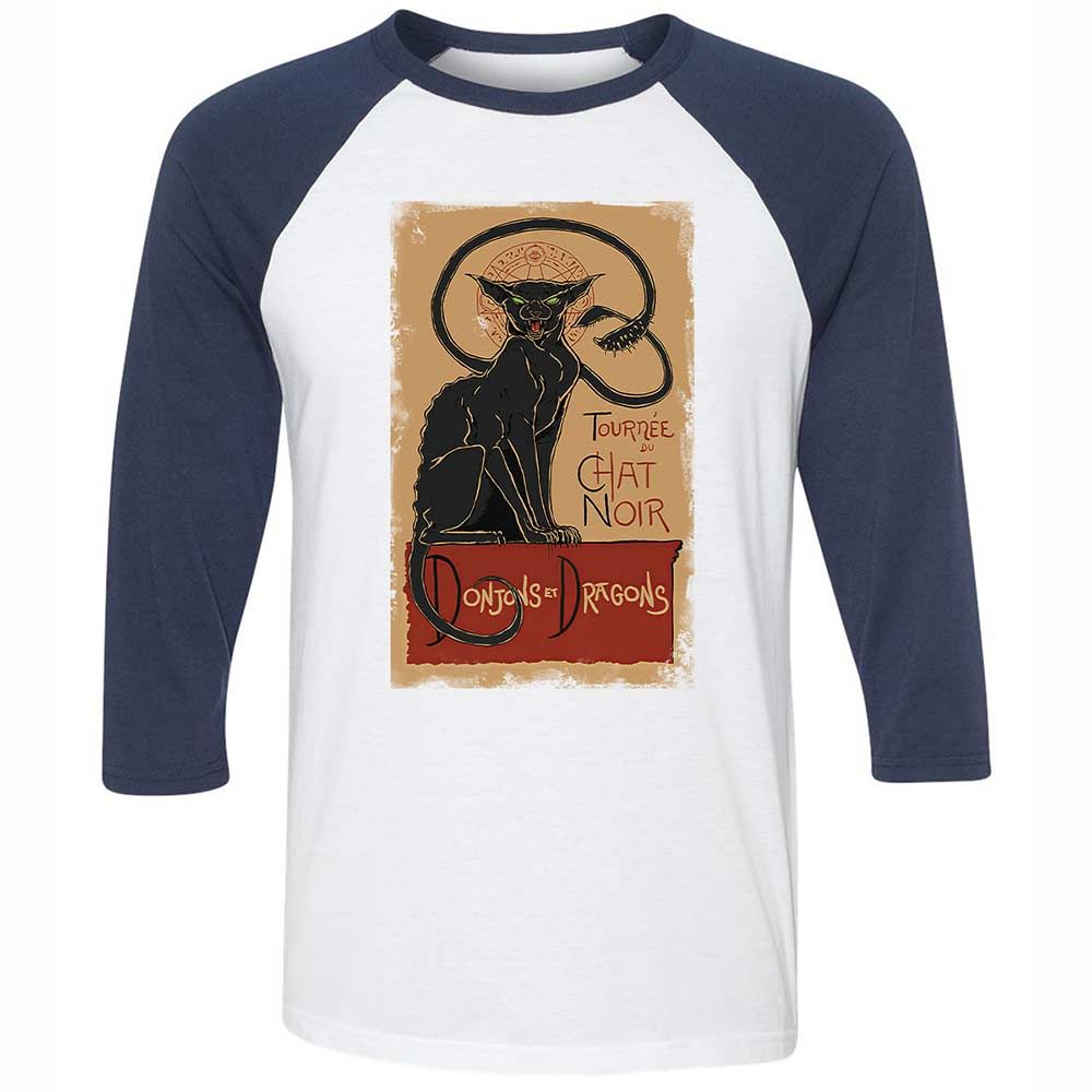 Tournee Du Chat Noir Unisex 3/4 Baseball Tee - White/Navy - 8