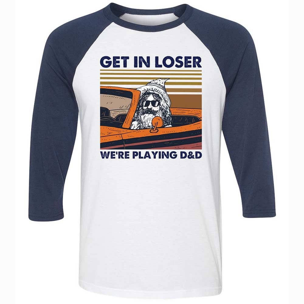 Get in Loser Unisex 3/4 Baseball Tee - White/Navy - 8