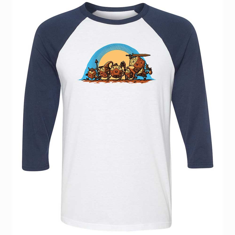 The Fellowship Of The Dice Unisex 3/4 Baseball Tee - White/Navy - 8