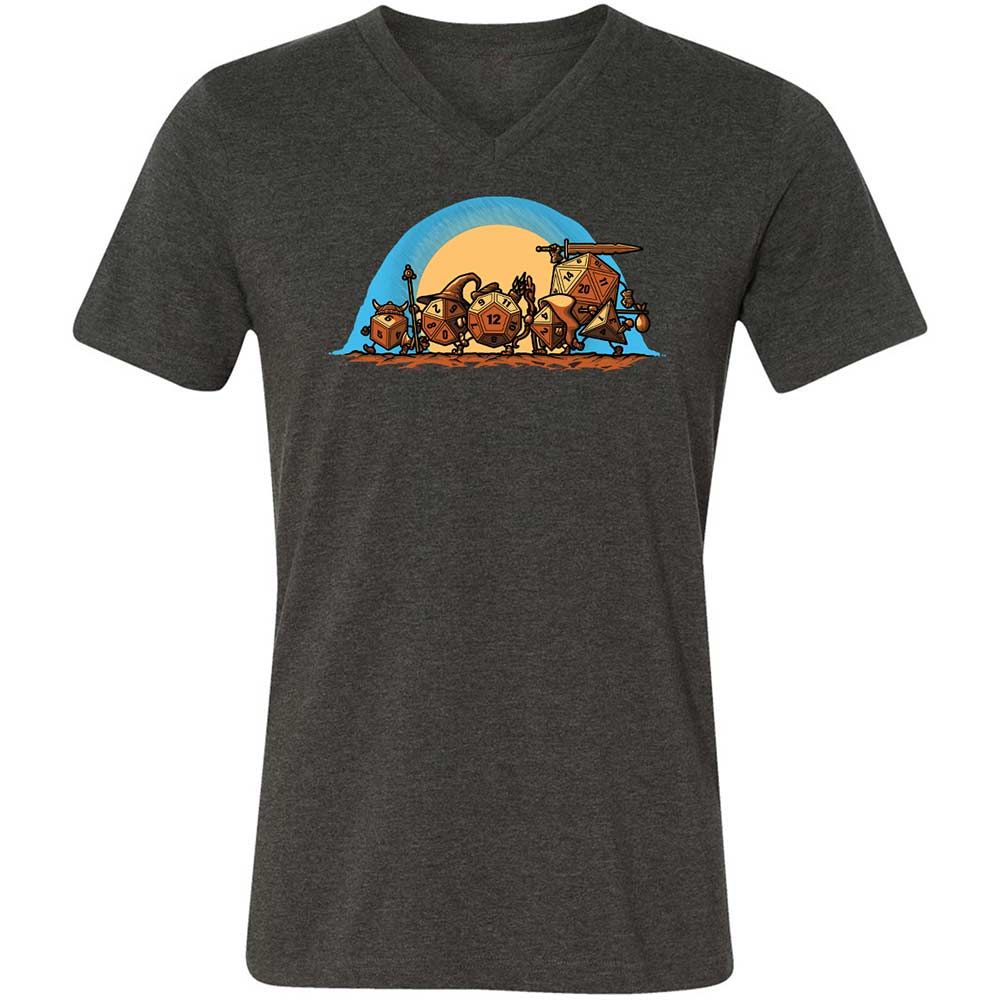 The Fellowship Of The Dice Unisex V-Neck T-Shirt - Dark Grey Heather - 9