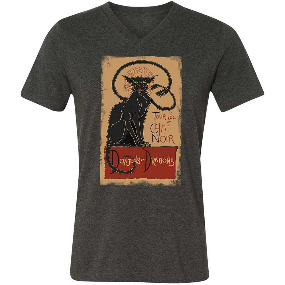 Tournee Du Chat Noir Unisex V-Neck T-Shirt - Dark Grey Heather - 9