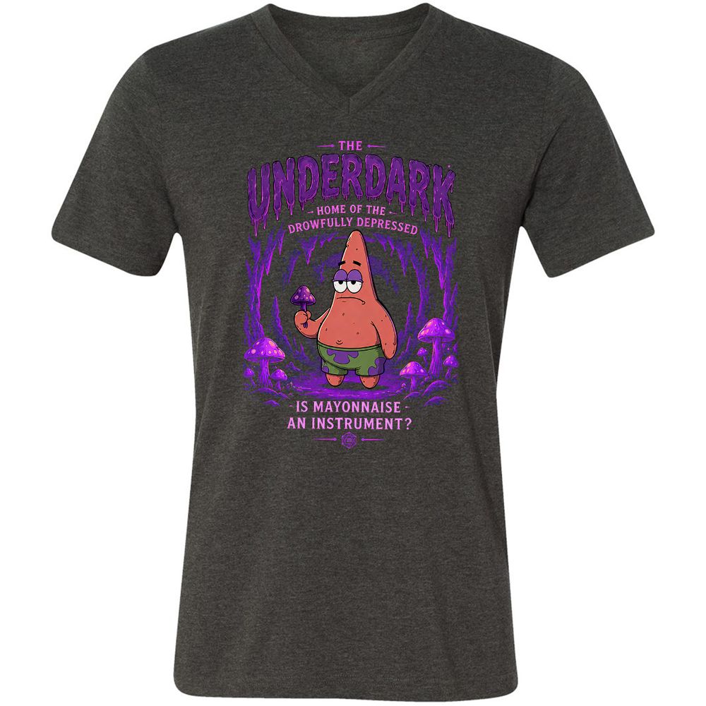 The Underdark Unisex V-Neck T-Shirt - Dark Grey Heather - 9