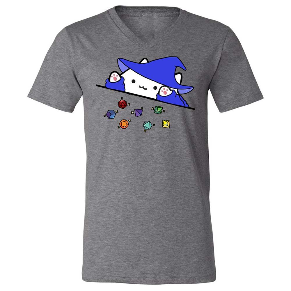 Cat Throws Dices Unisex V-Neck T-Shirt - Deep Heather - 9