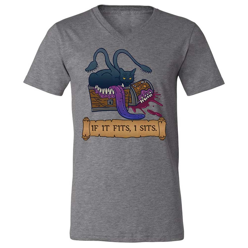 If It Fits I Sits Unisex V-Neck T-Shirt - Deep Heather - 9