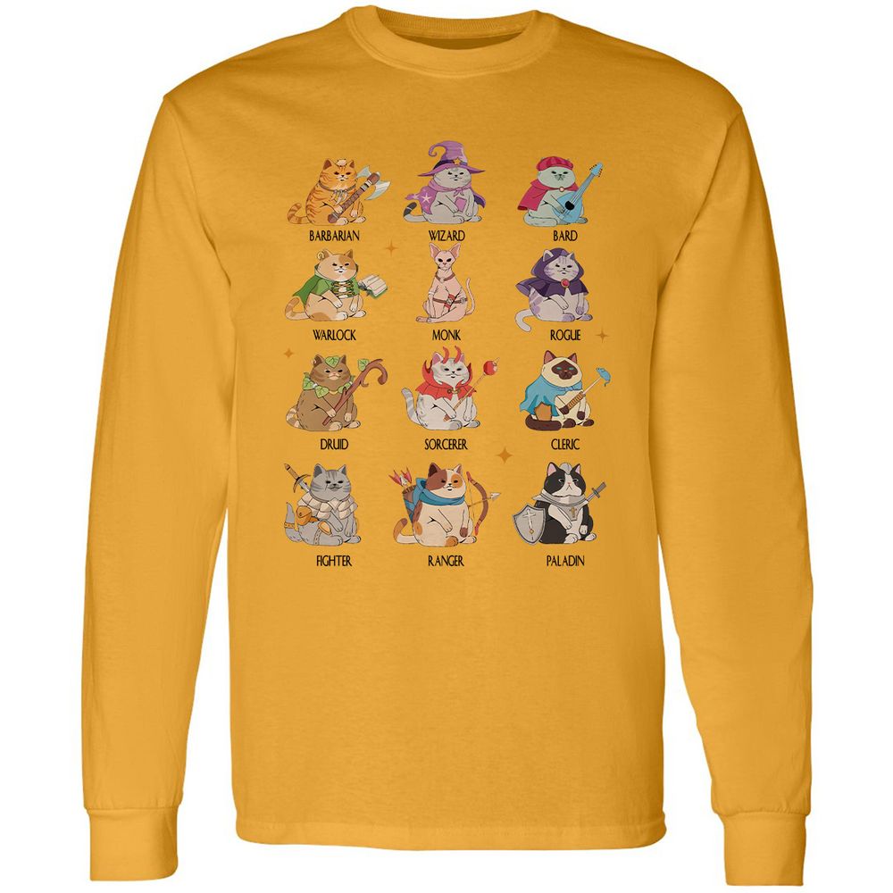 Dungeons And Cats Long Sleeve T-Shirt - Gold - 9