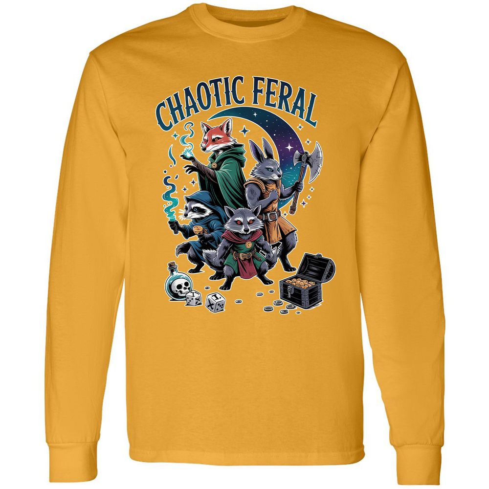 Chaotic Feral Long Sleeve T-Shirt - Gold - 9
