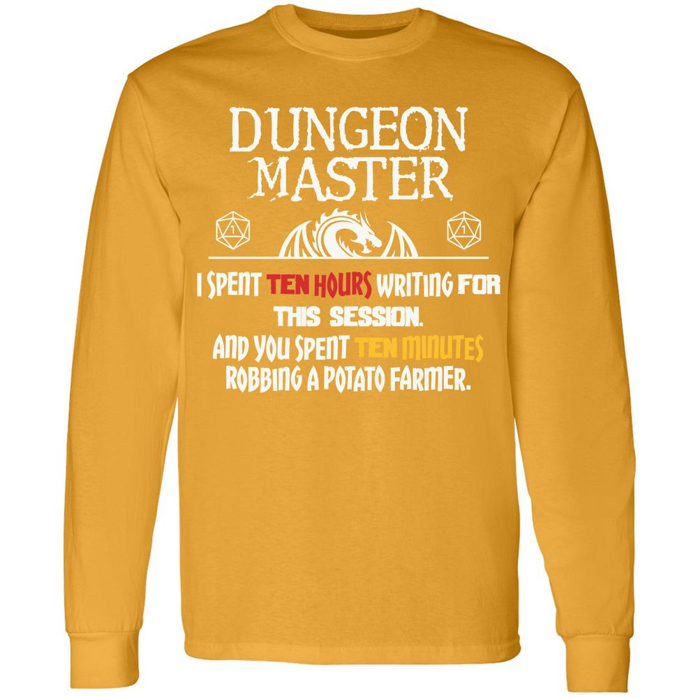 Dungeon Master Chaos Meme Long Sleeve T-Shirt - Gold - 9