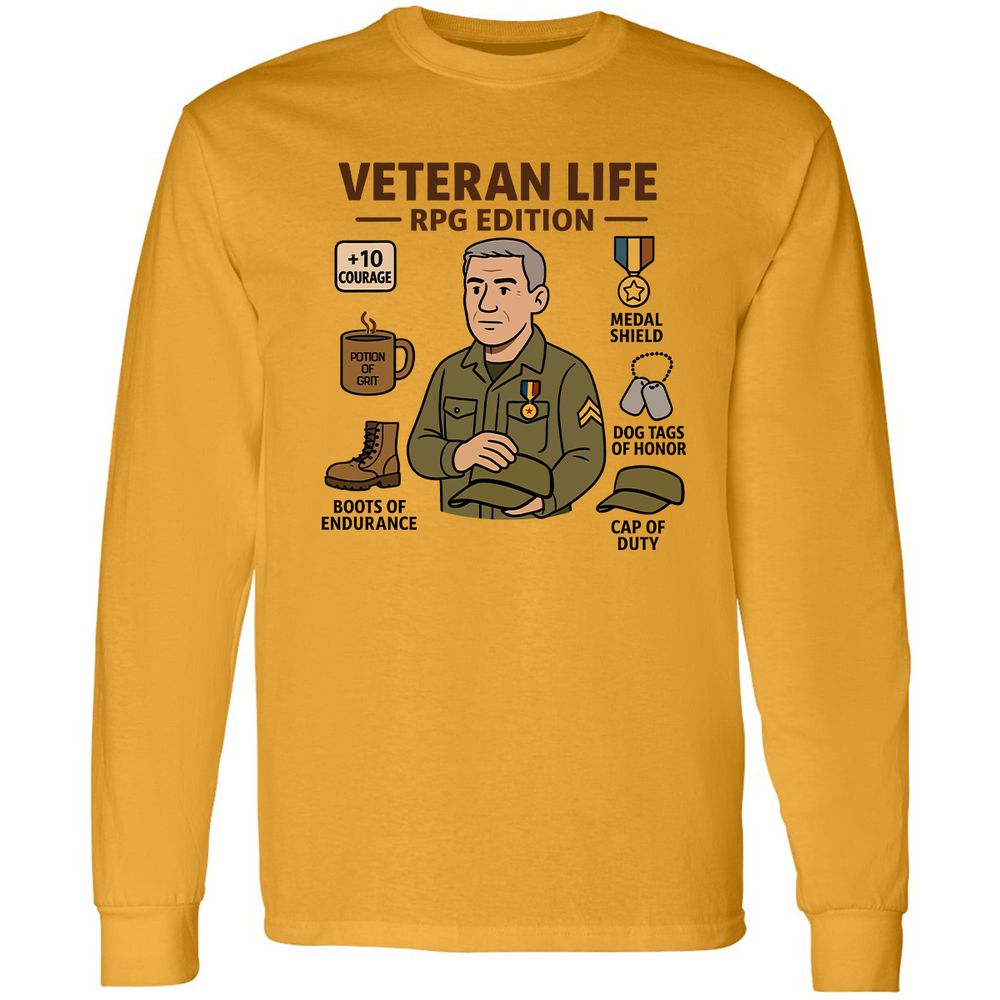 Veteran Life RPG Edition Long Sleeve T-Shirt - Gold - 9