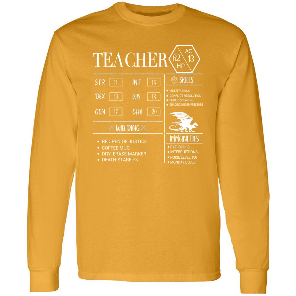 Teacher New Long Sleeve T-Shirt - Gold - 9