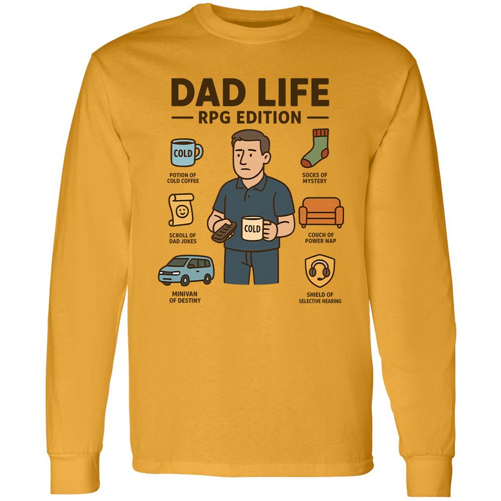 Dad Life RPG Edition Long Sleeve T-Shirt - Gold - 9