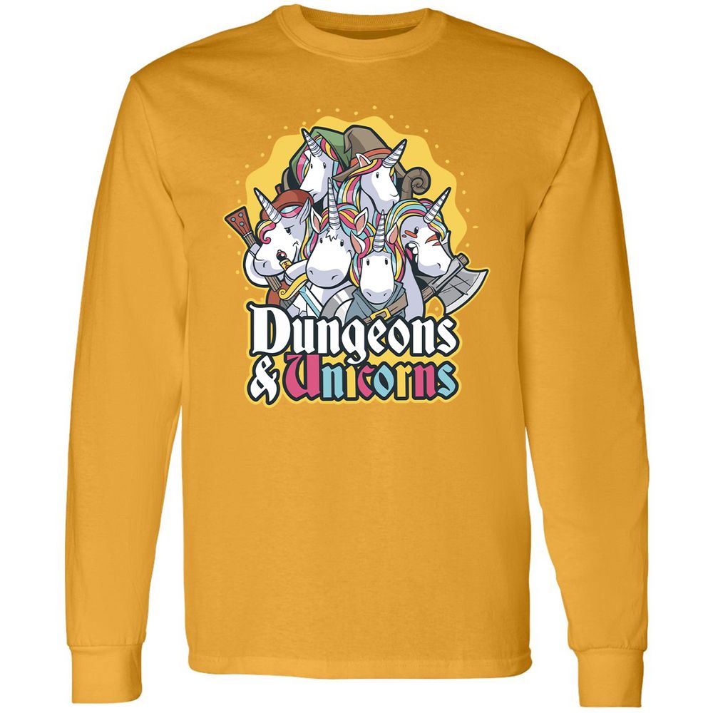 Dungeons And Unicorns Long Sleeve T-Shirt - Gold - 9