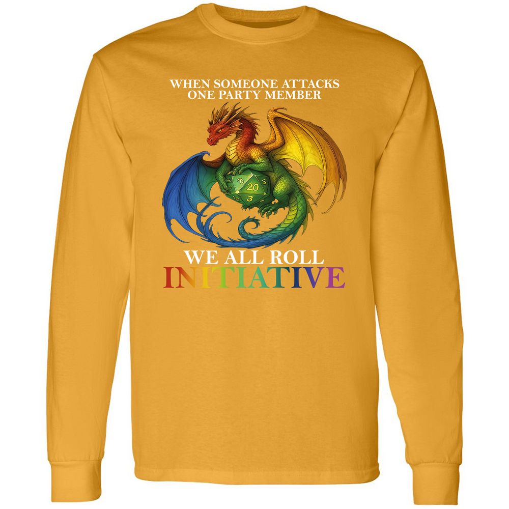 Dragon Roll For Initiative Long Sleeve T-Shirt - Gold - 9
