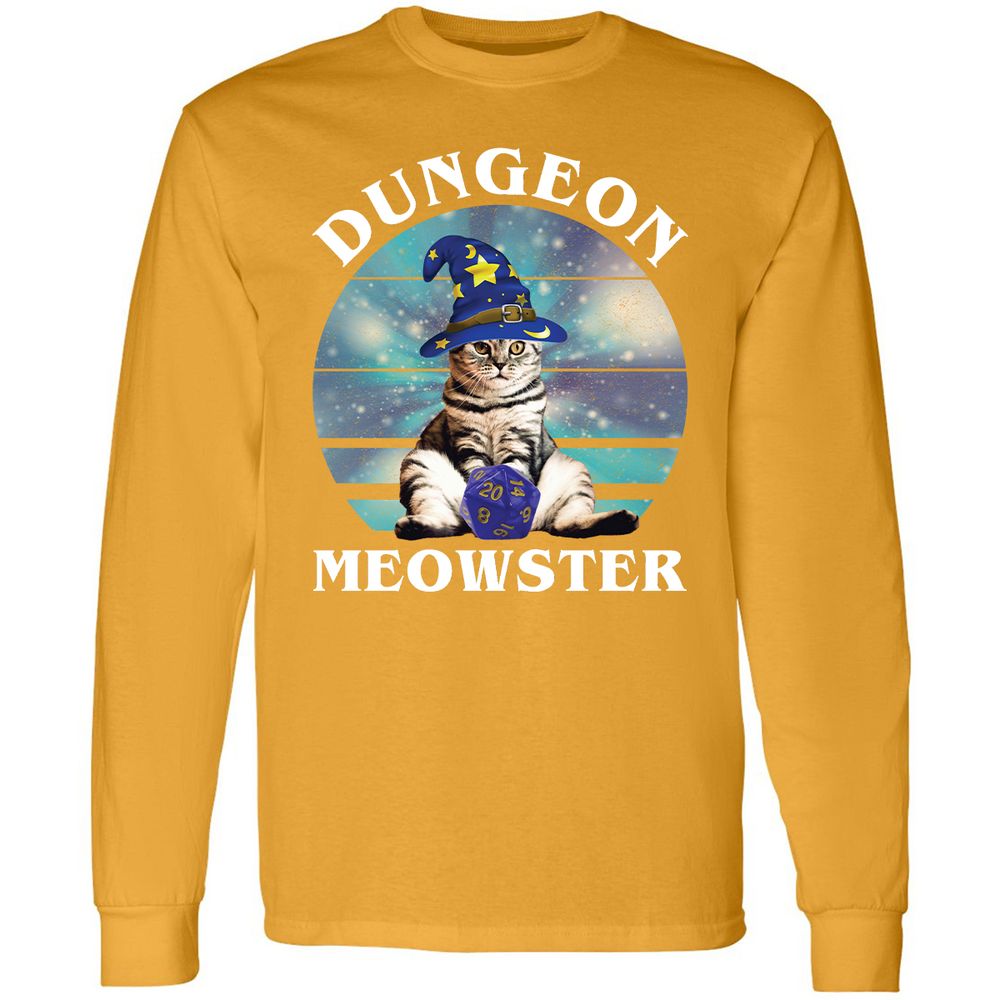 Dungeon Meowster Vintage Long Sleeve T-Shirt - Gold - 9