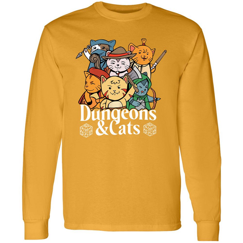 Dungeons & Cats Long Sleeve T-Shirt - Gold - 9