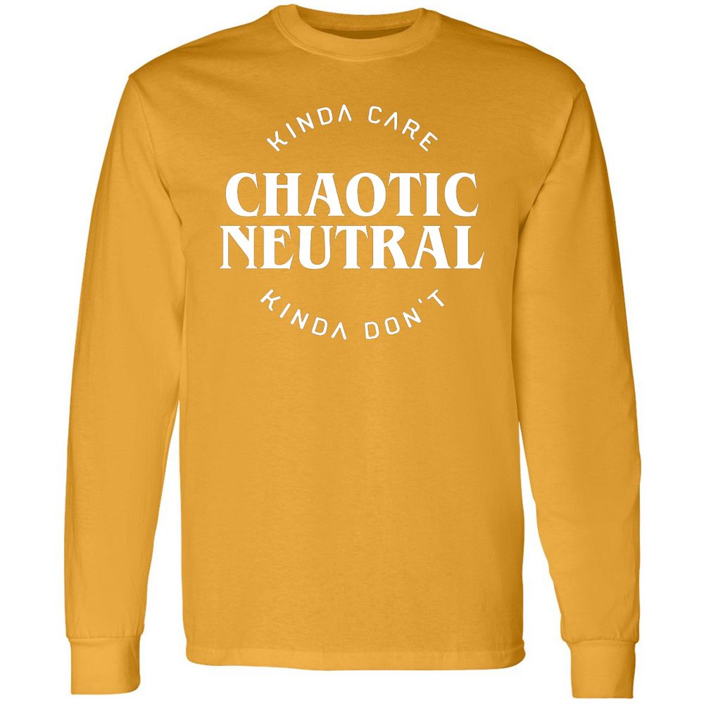 Chaotic Neutral Alignment Kinda Care Kinda Don't Long Sleeve T-Shirt - Gold - 9