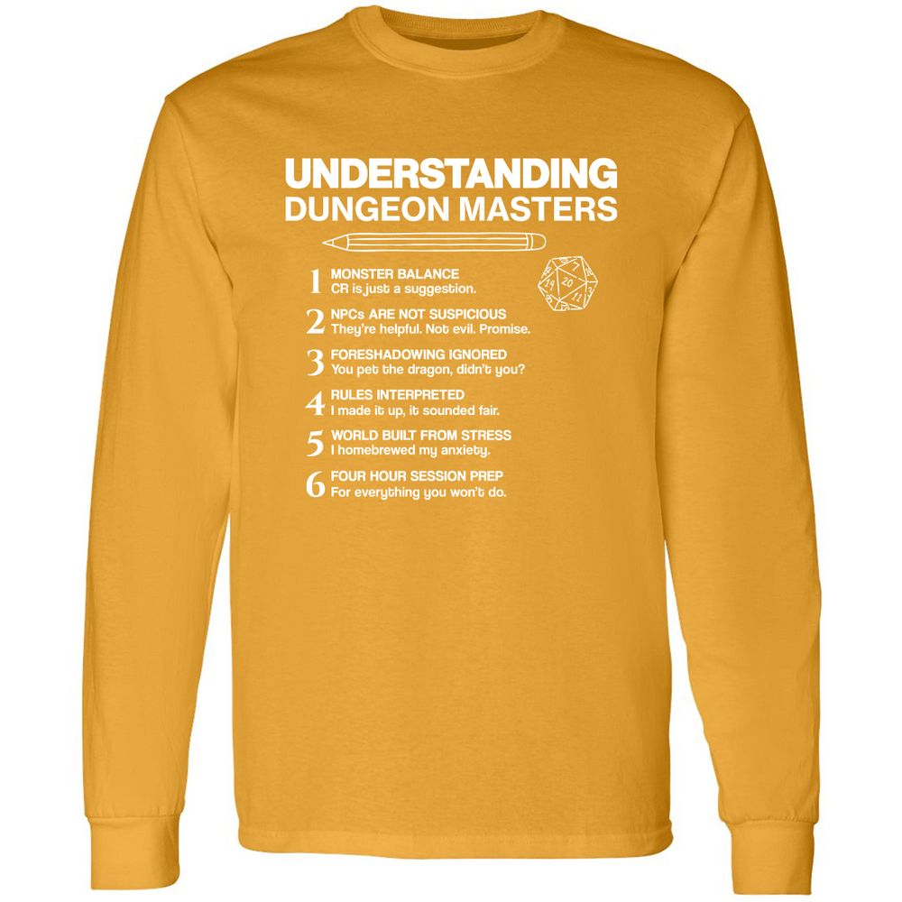 Understanding Dungeon Masters Long Sleeve T-Shirt - Gold - 9