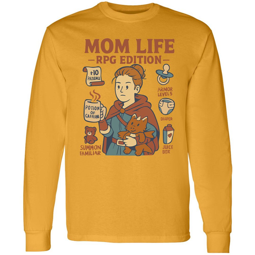 Mom Life RPG Edition Long Sleeve T-Shirt - Gold - 9