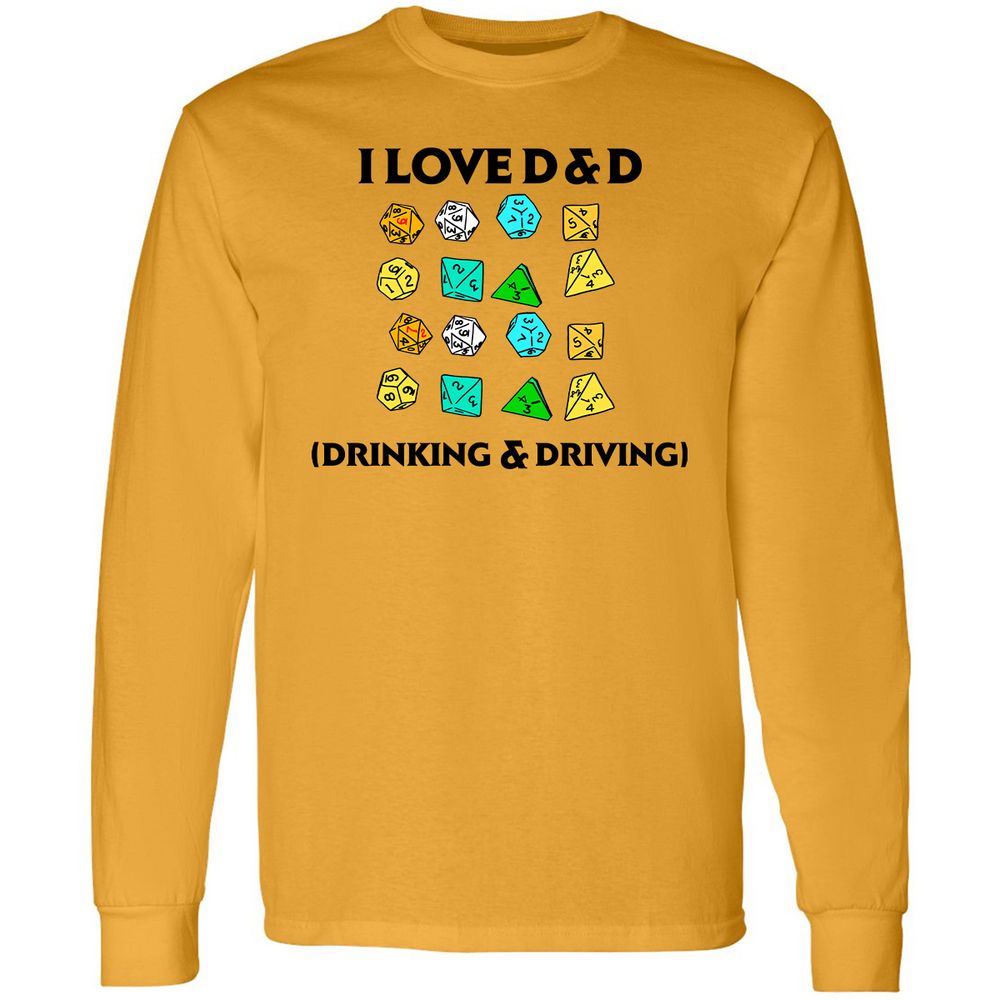 Drinking & Driving Long Sleeve T-Shirt - Gold - 9
