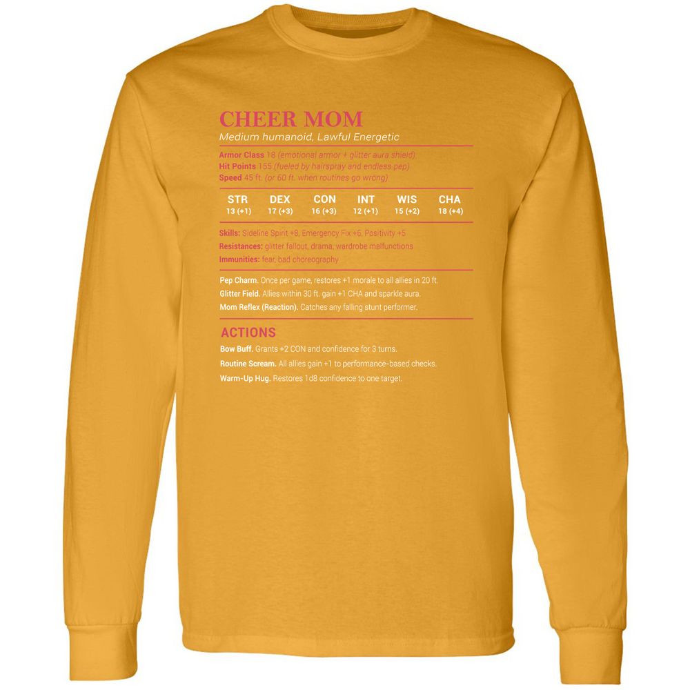 Cheer Mom Long Sleeve T-Shirt - Gold - 9