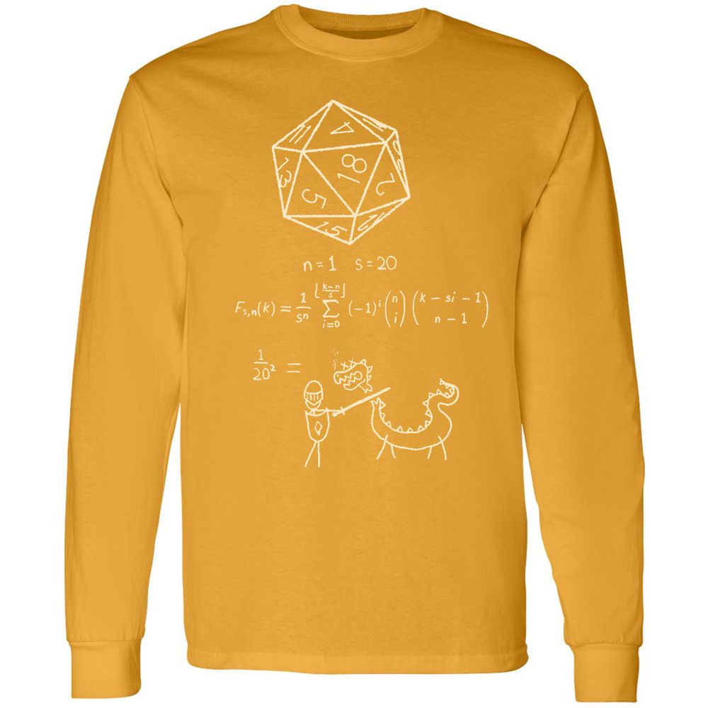 Science Of20 Sided Dice Long Sleeve T-Shirt - Gold - 9