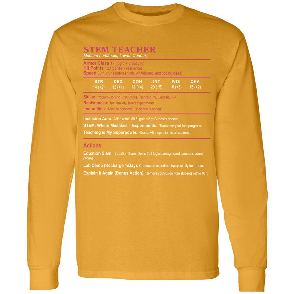 STEM TEACHER Long Sleeve T-Shirt - Gold - 9