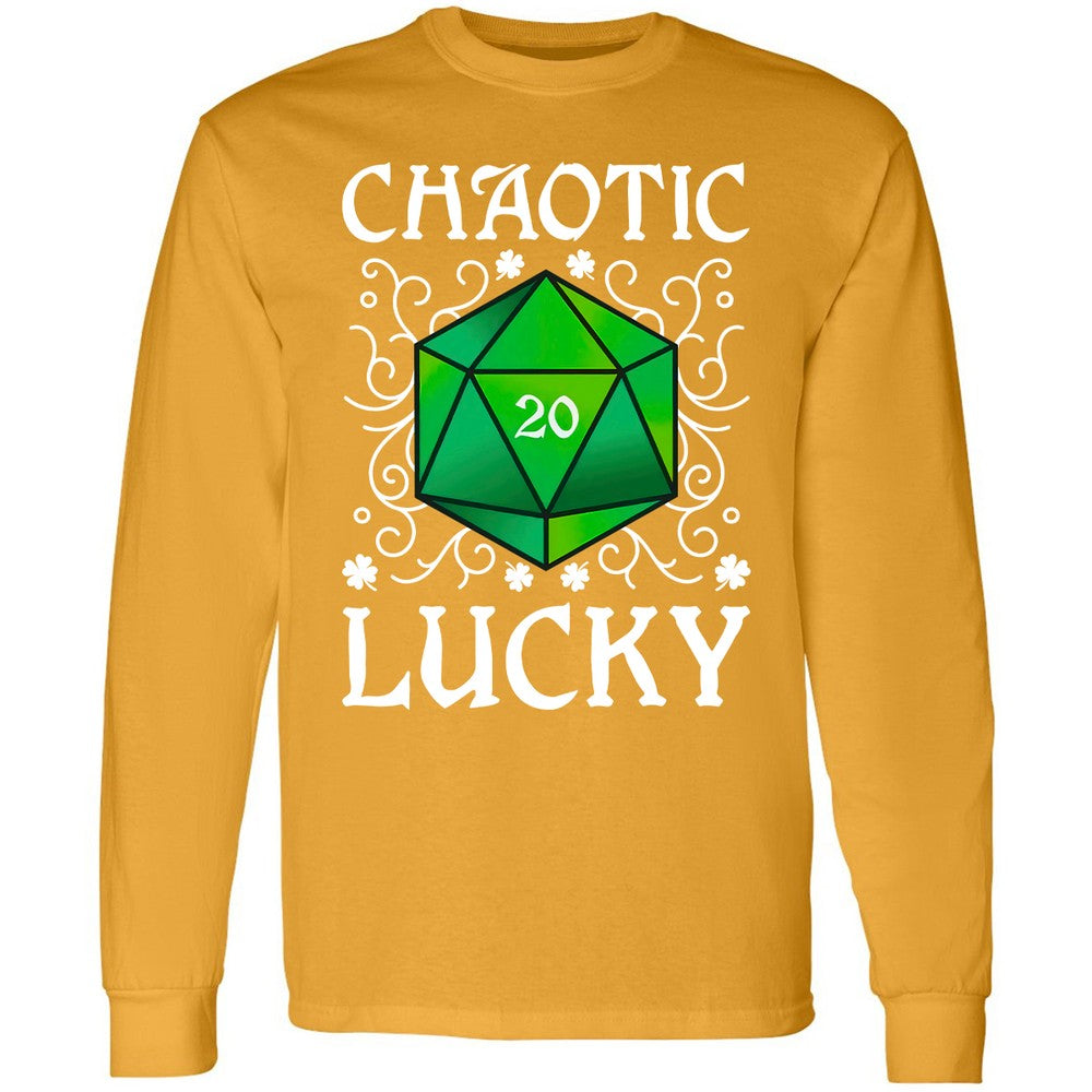 Chaotic Lucky D20 Dice Long Sleeve T-Shirt - Gold - 9