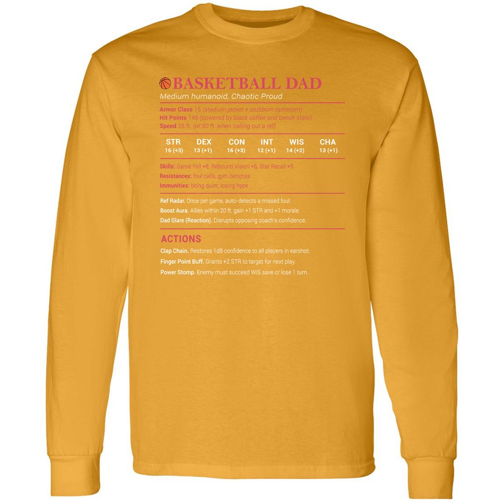 Basketball Dad Long Sleeve T-Shirt - Gold - 9