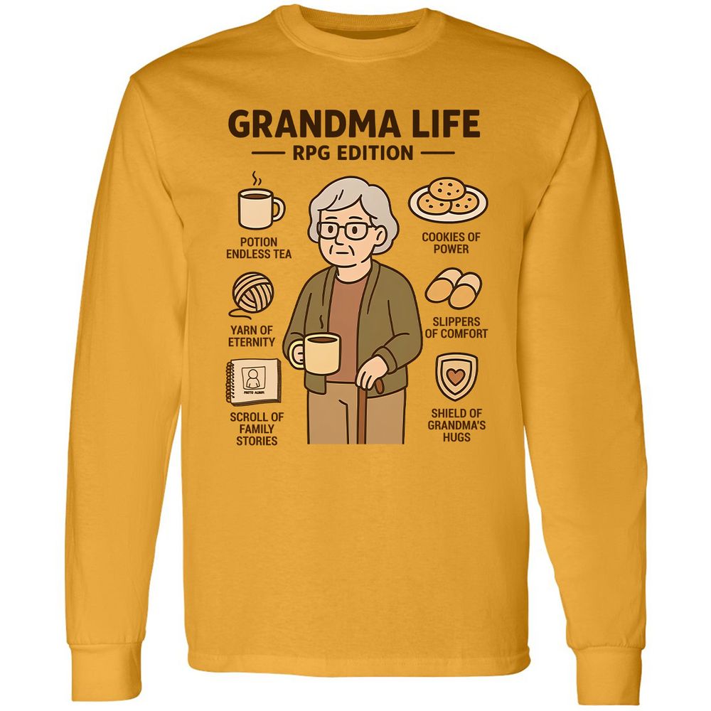 Grandma Life RPG Edition Long Sleeve T-Shirt - Gold - 9