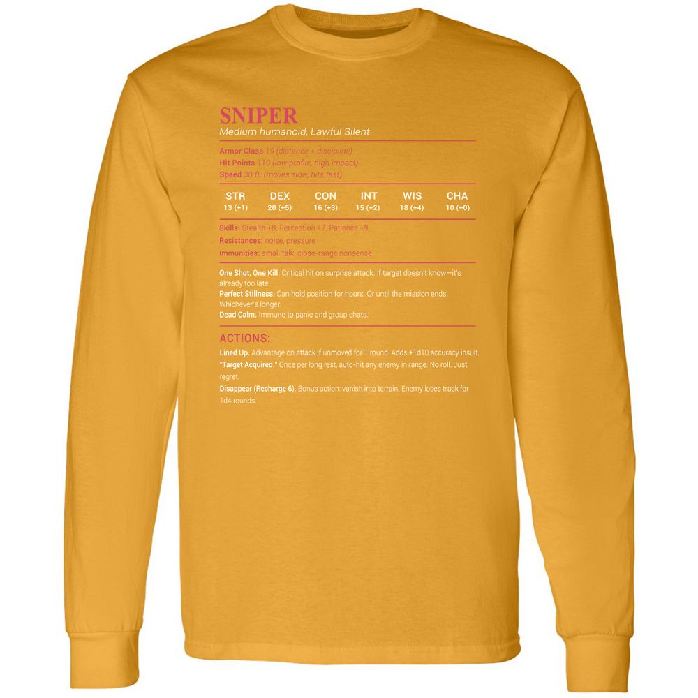 Sniper Stats Long Sleeve T-Shirt - Gold - 9