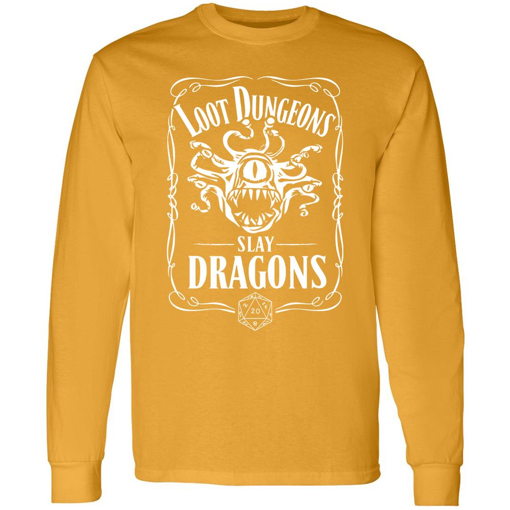 Loot Dungeon Slay Dragons Long Sleeve T-Shirt - Gold - 9