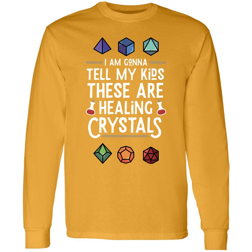 Healing Crystals Long Sleeve T-Shirt - Gold - 9