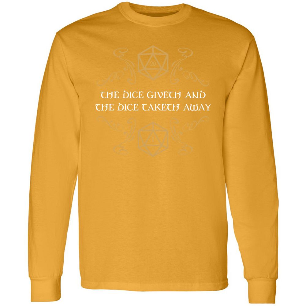 The Dice Giveth and Taketh Away Natural 20 and Critical Fail Long Sleeve T-Shirt - Gold - 9