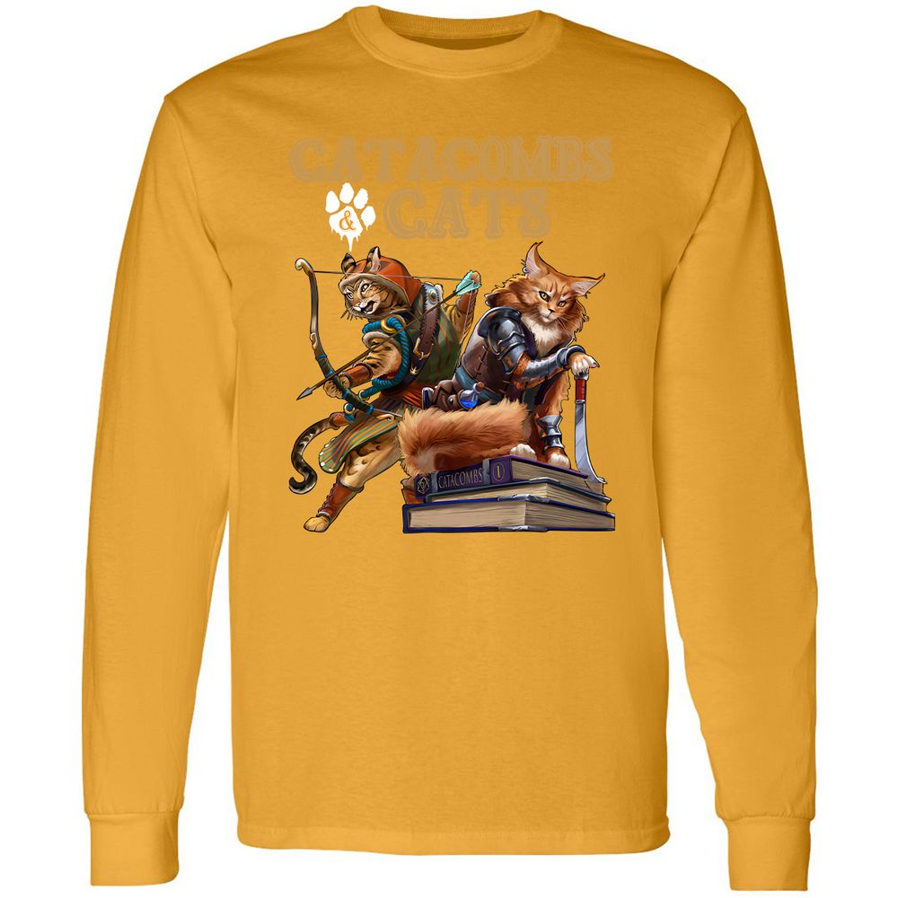 Catacombs & Cats Long Sleeve T-Shirt - Gold - 9
