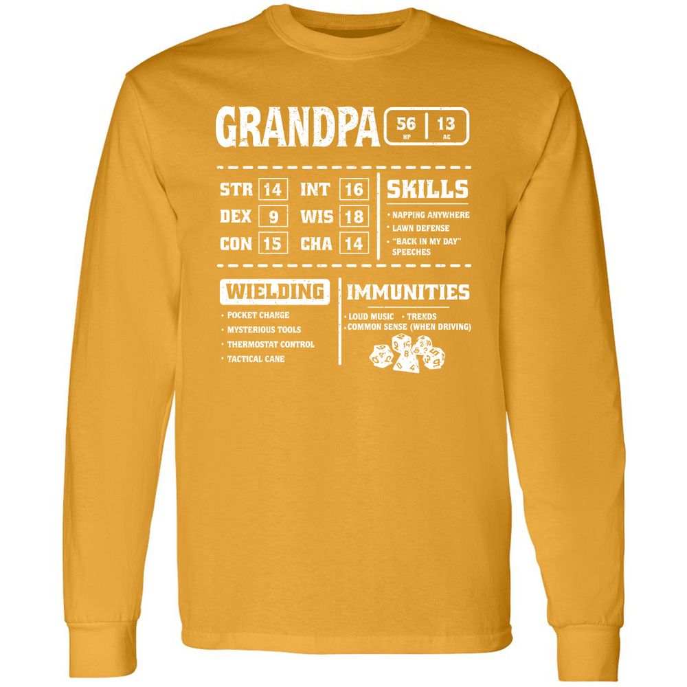 Grandpa Stats 2 Long Sleeve T-Shirt - Gold - 9