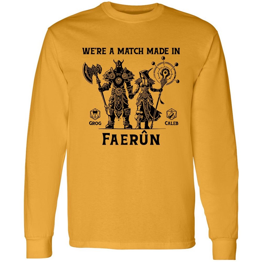 Custom DnD Class Couple Long Sleeve T-Shirt - Gold - 9