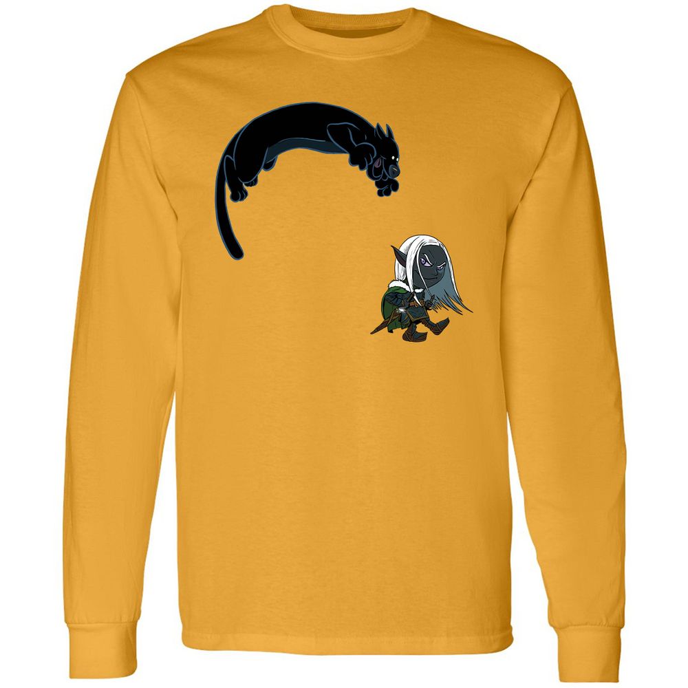 Drizzt And Guenhwyvar Long Sleeve T-Shirt - Gold - 9