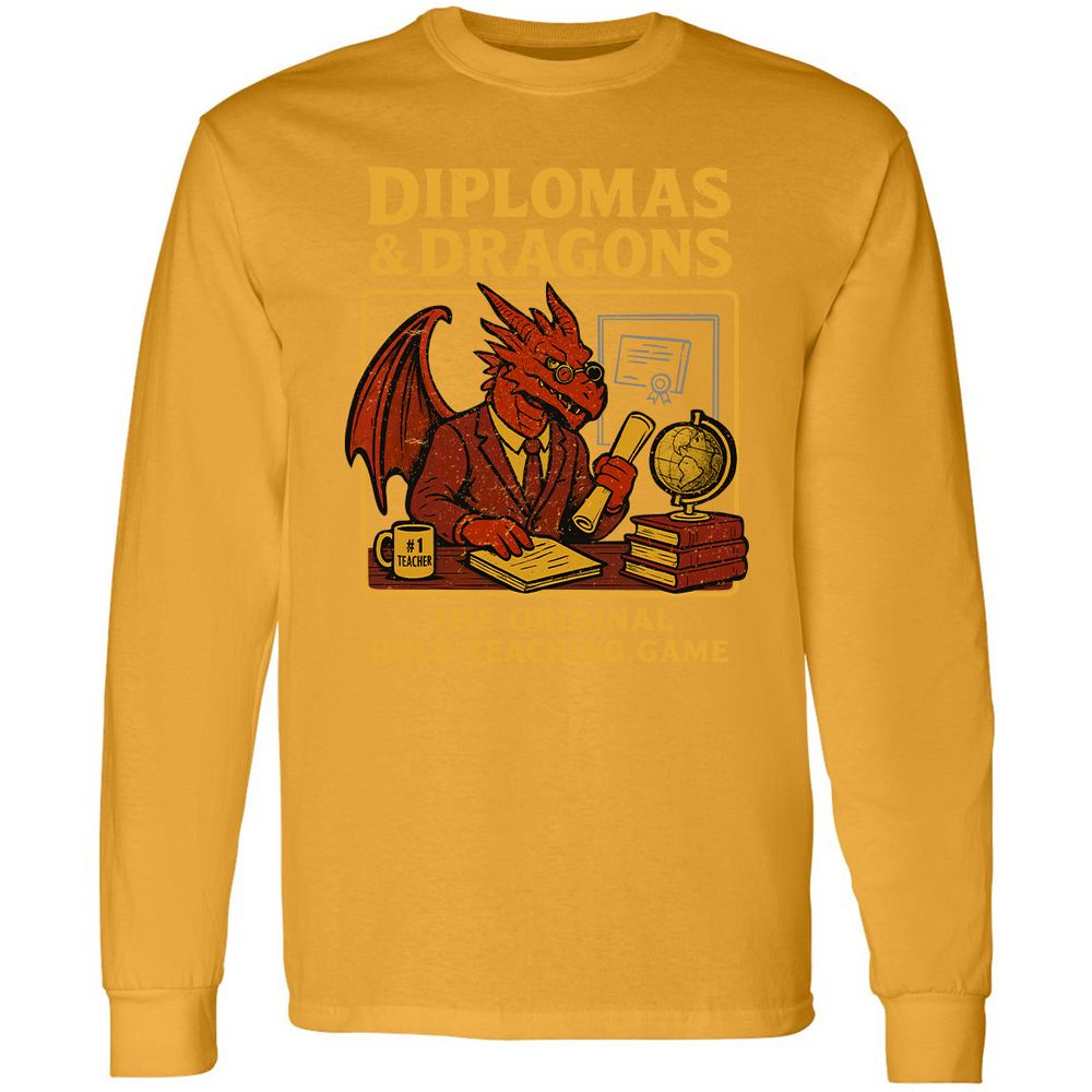 Diplomas & Dragons Long Sleeve T-Shirt - Gold - 9
